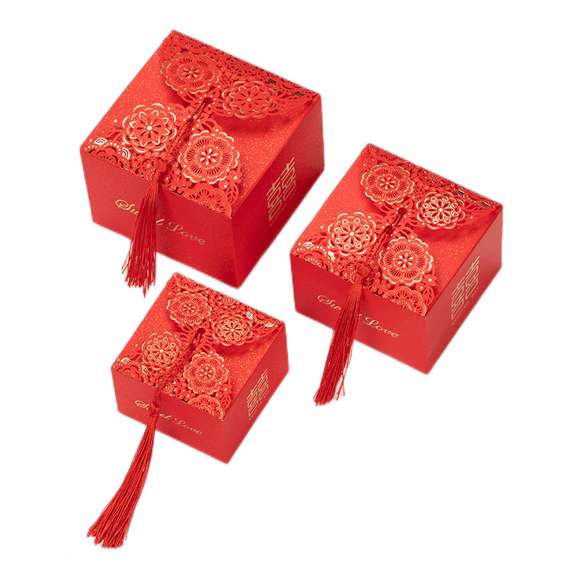 婳之祎 喜糖盒子 中国风喜糖盒结婚礼盒满月糖果包装盒创意婚庆喜糖袋子 好姻缘【配流苏】 小号50只（加10只）(共60只）