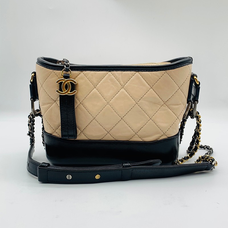 【二手95新】香奈儿chanel拼色牛皮小号流浪包单肩斜挎包