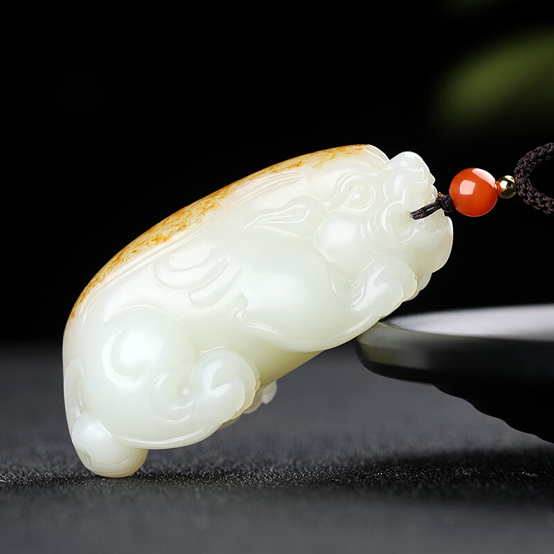 昆仑御孤品大师工艺和田玉白玉籽料貔貅玉吊坠男玉石项链