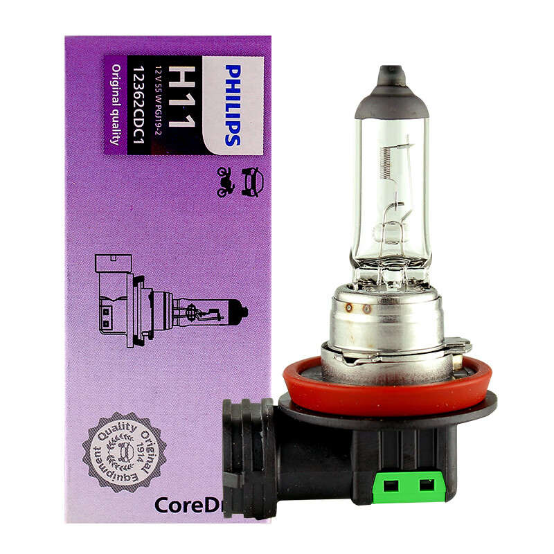 飞利浦(philips)h11近光灯泡 汽车卤素大灯12v 55w(单只)适用于
