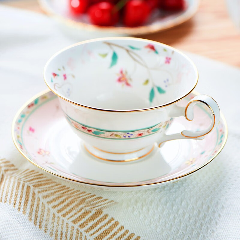 则武(Noritake)【礼物】HANASARASA咖啡杯套装欧式下午茶茶具精致对杯礼盒美式 HANASARASA 蓝粉杯碟对杯