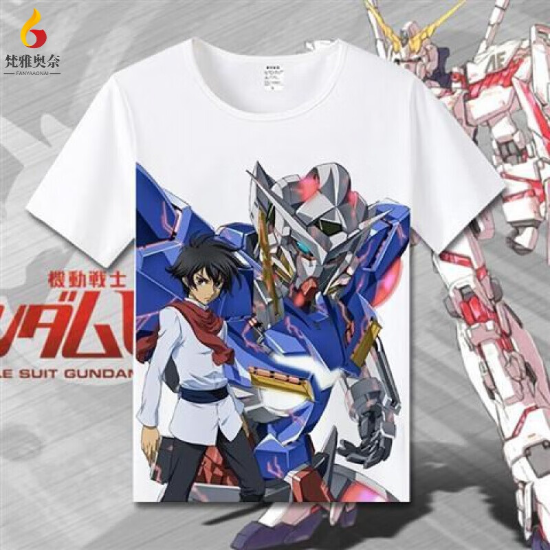 玖维娅高达t恤联名40周年ut机动战士动漫情侣衣服独角兽机甲风学生