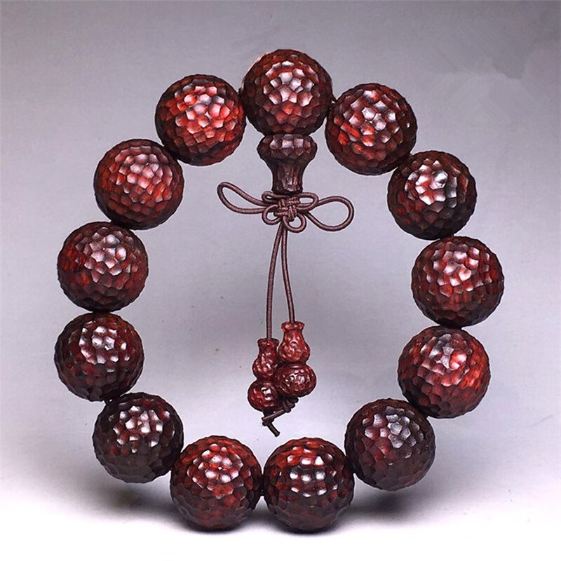 盼茹非洲小叶紫檀锤纹珠手串20男女手饰25古风雕刻民族风文玩木手链30