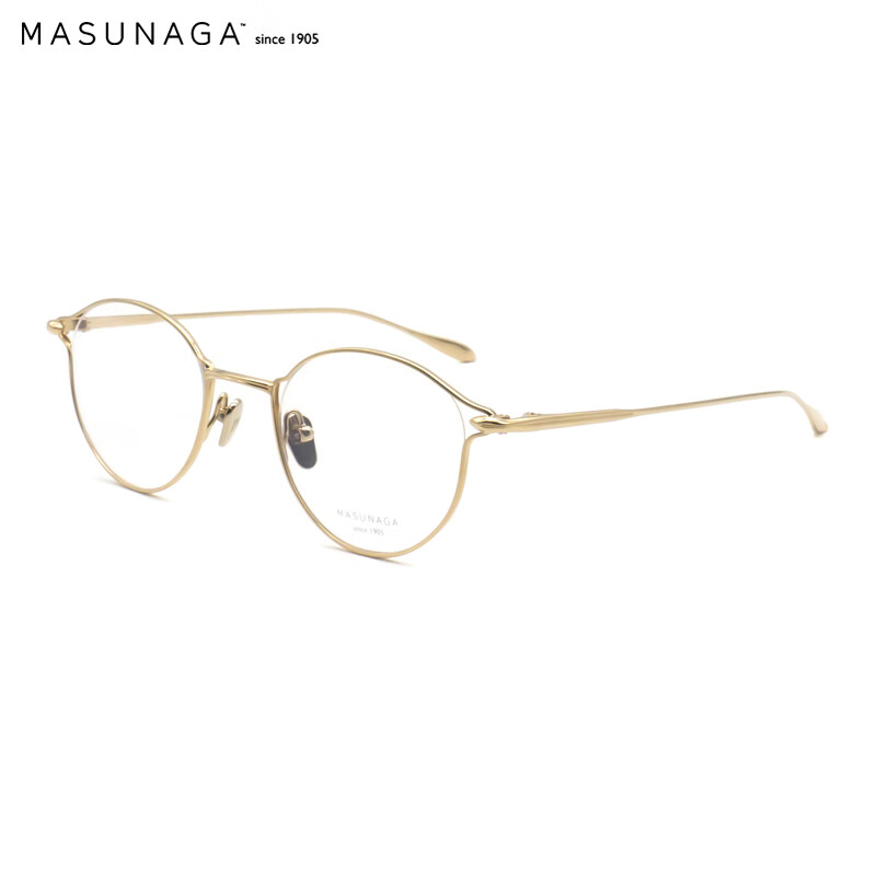 MASUNAGA增永眼镜框 男女轻商务复古日本手工制作 圆框钛材质远近视光学眼镜架JULIET #21 正金色 46mm