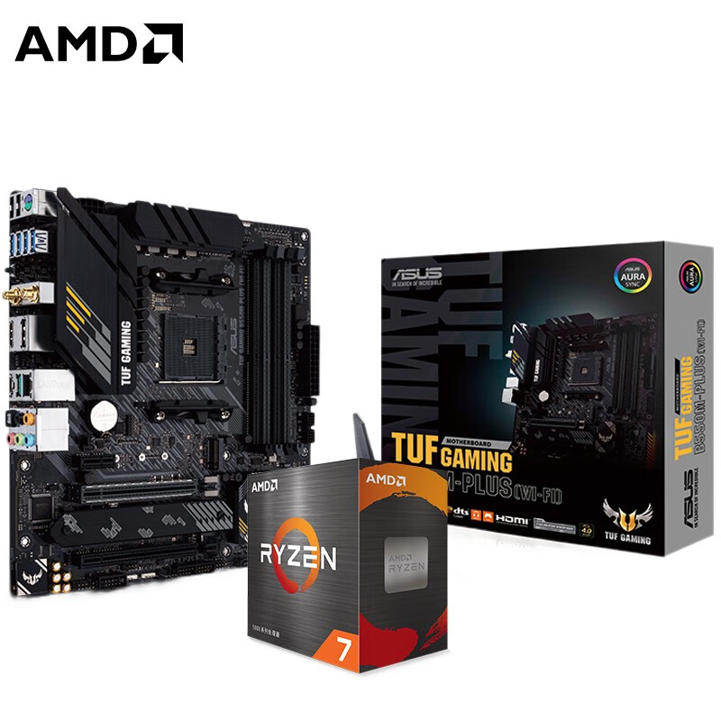 AMD锐龙五代新品CPU 5600X 5800X 5900X 5950X搭华硕B550主板CPU套装 TUF B550M-PLUS 重炮手WIFI R5 5600X套装