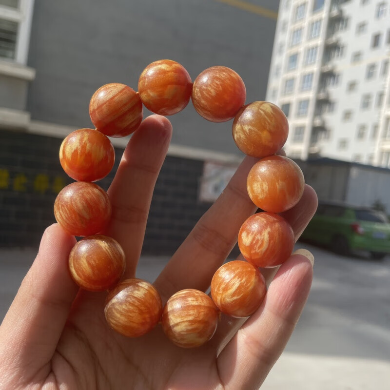 诗栀血龙木手串东北松明子男长白山北沉香琥珀木全透光佛珠原木手链