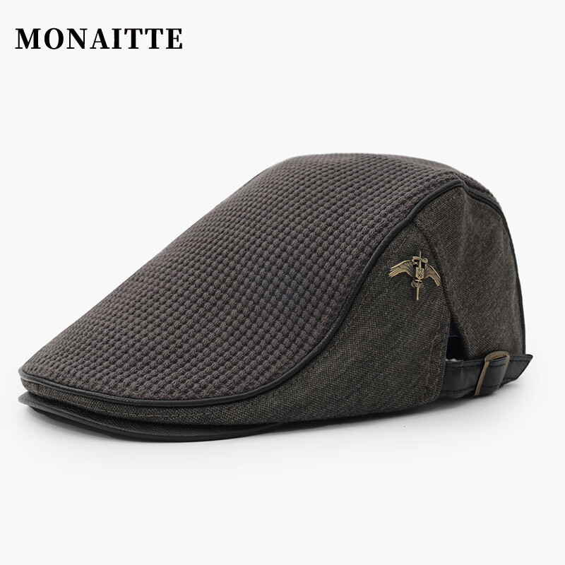 蒙奈特（MONAITTE）帽子男秋季新款前進(jìn)帽潮戶外運(yùn)動(dòng)休閑復(fù)古貝雷帽四季遮陽鴨舌帽女 灰色 可調(diào)節(jié)（53-61CM）