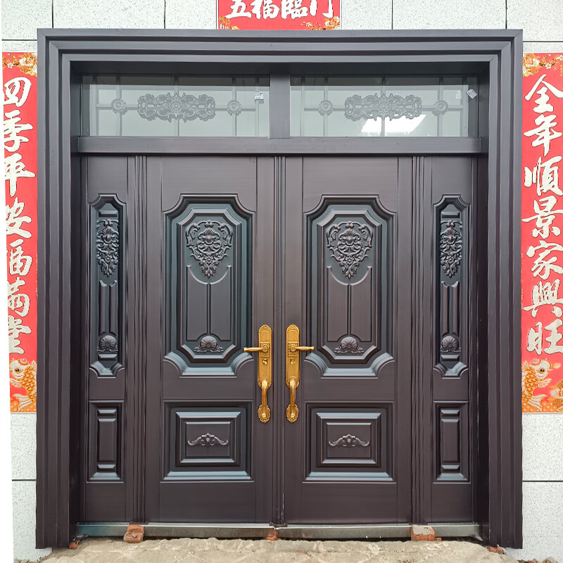 大门双开门锌合金铸铝门家用农村自建房乡村庭院门四开进户门 款式一