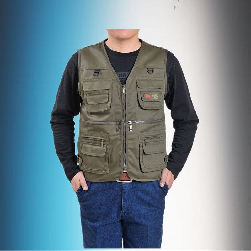 曼迪尚【精选】春秋款迷彩马甲摄影中老年男士马甲多口袋新款马甲曼迪