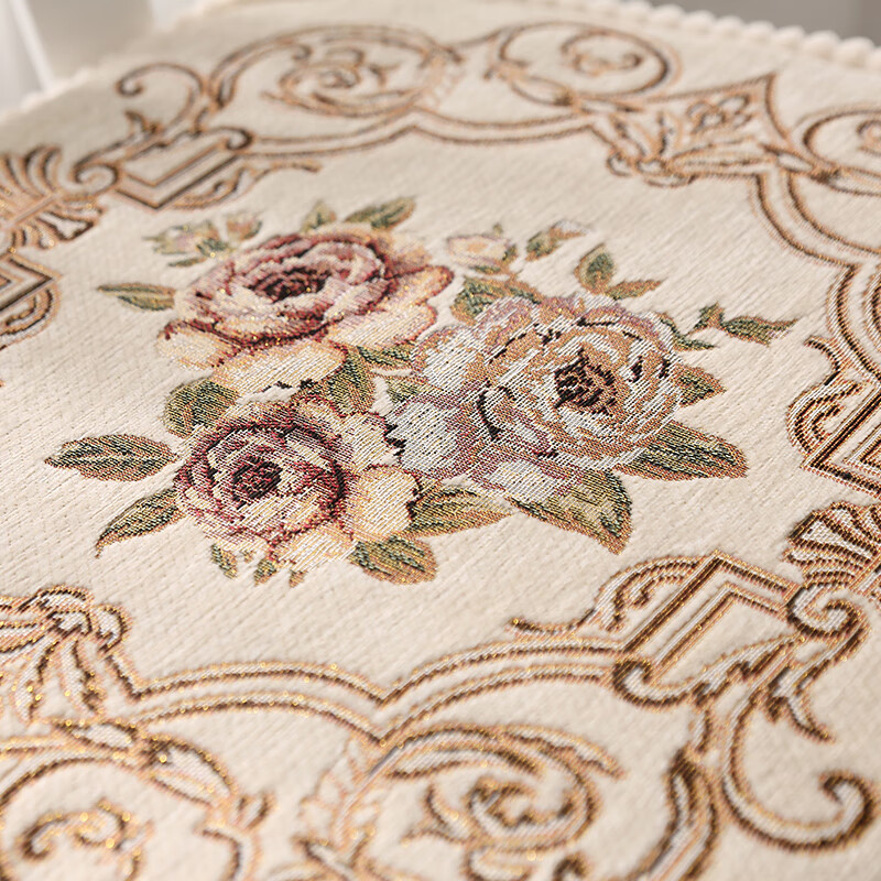 罗兰家纺 欧式餐椅垫坐垫 椅子凳子垫子坐垫带绑带防滑椅垫 餐桌椅加厚 叶倾城米色 48*47cm