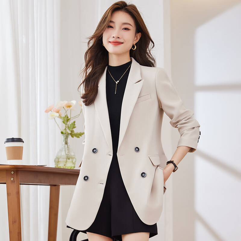 闻莺燕小西装外套女春秋季2025新款感气质职业简约修身休闲女士西服上衣 咖啡色西装 XL （建议体重120-135斤）