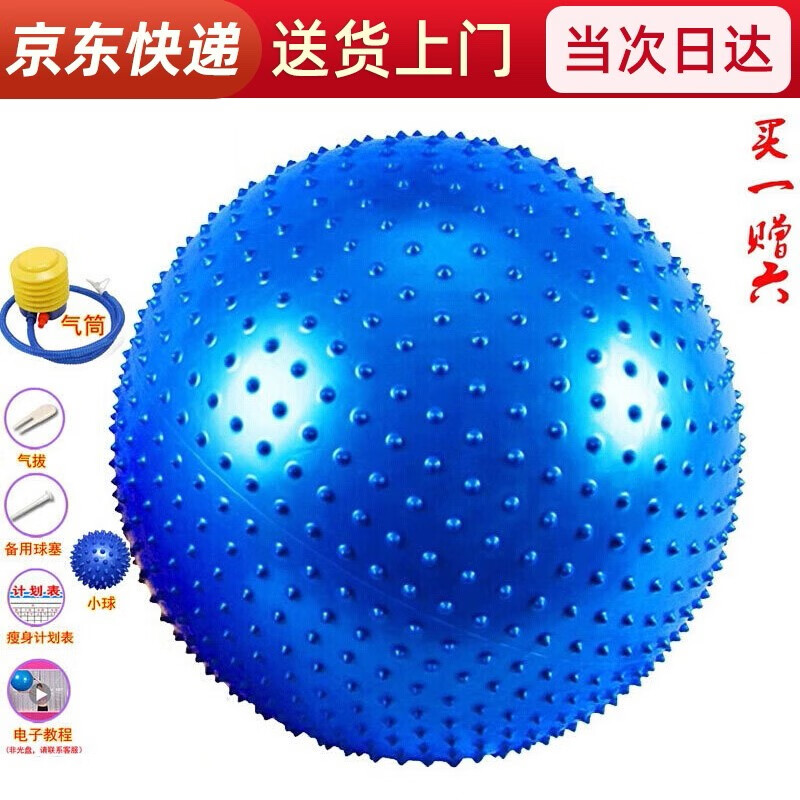 智特优 瑜伽球 大龙球感统儿童训练按摩球健身瑜伽球加厚触觉宝宝颗粒球 蓝色(买一+六） 55cm(身高150-160cm)