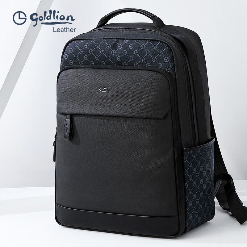 金利来双肩包男大容量背包防泼水经典商务出差电脑背包学生旅行背包送礼生日礼物送爸爸送老公 黑色