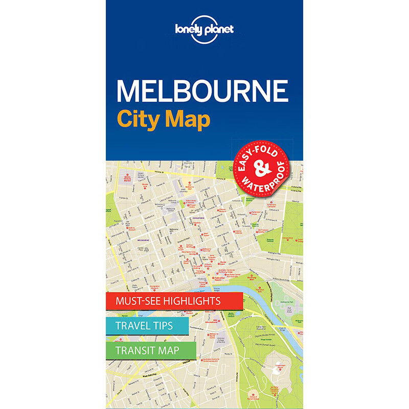 预订英文原版 Melbourne City Map1 墨尔本城市地图旅游指南2017年第1版国际旅行