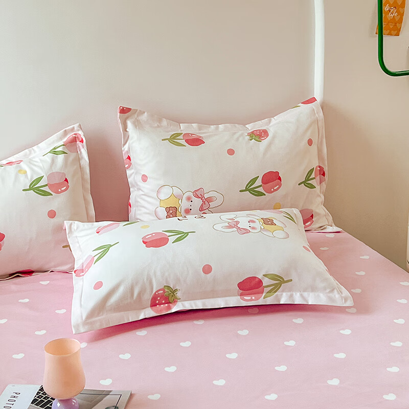 羽匠春季少女小清新印花四件套学生宿舍套件家用床单柔软四件套 洛神玫瑰 床单款 床四件套(被套200*230cm)