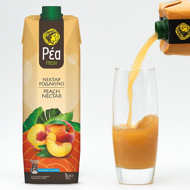 葩莉亚【临期促销】希腊原装进口桃子汁果蔬汁 饮品果汁饮料 1L大瓶装  桃汁1L*12盒（到2026/5/19）