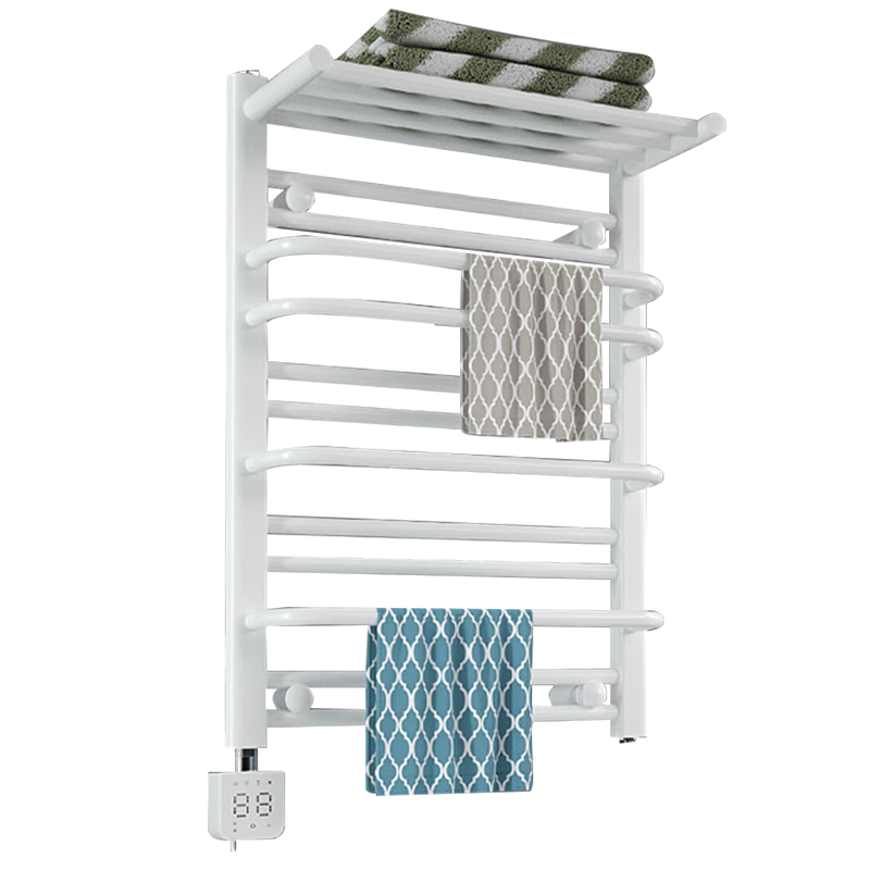 艾芬达（AVONFLOW） 电热毛巾架卫生间浴室防潮置物架烘干器智能电加热毛巾烘干架 NZ03-8碳纤维白-左出线