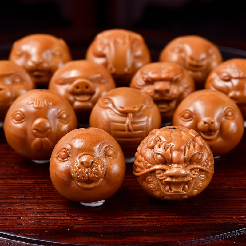 苏魅儿 橄榄核手串 十二生肖橄榄核雕文玩手串男 苏工大师冯丽手工