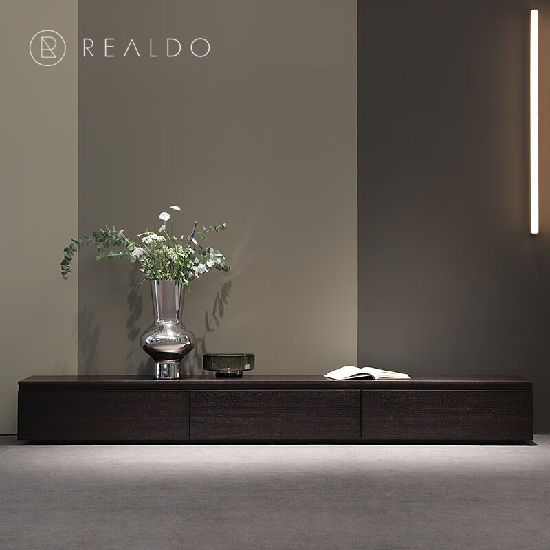 意式轻奢烟熏木电视柜茶几组合简约现代客厅小户型电视机柜 烟熏橡 