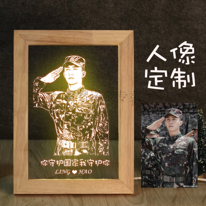 百益永进退伍纪念品礼物 退伍纪念 战友聚会纪念品 八一节相框摆件