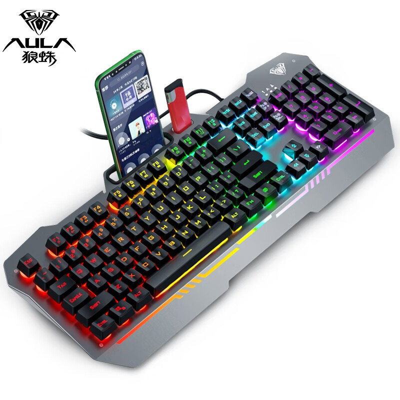 狼蛛(aula)f3010机械手感键盘 游戏键盘 有线键盘 背光发光台式 f3010
