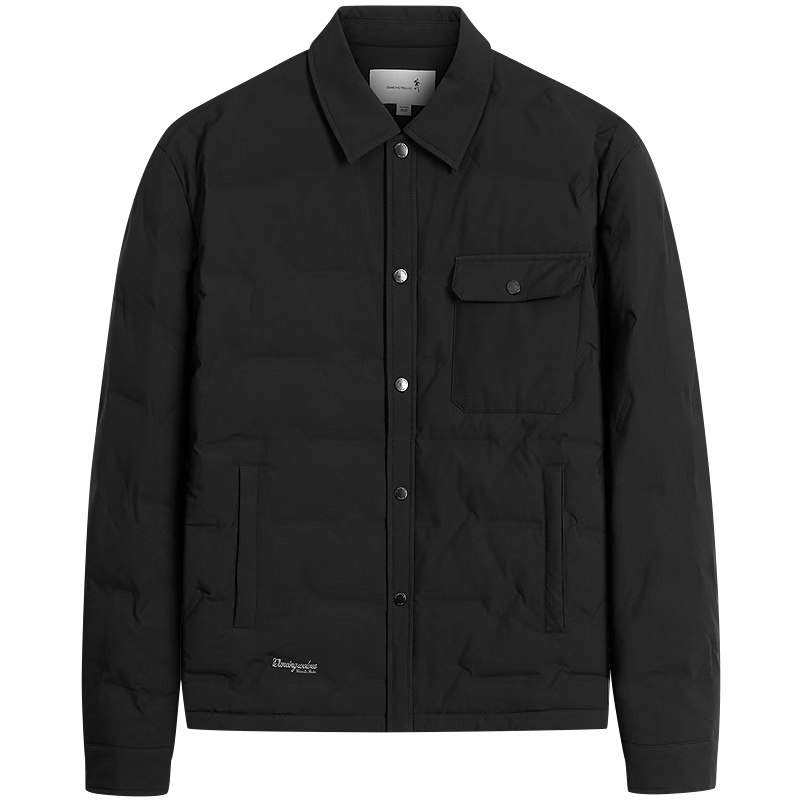 与狼共舞【科技锁温石墨烯】冬工装风翻领鸭绒保暖羽绒服 001黑色 175 