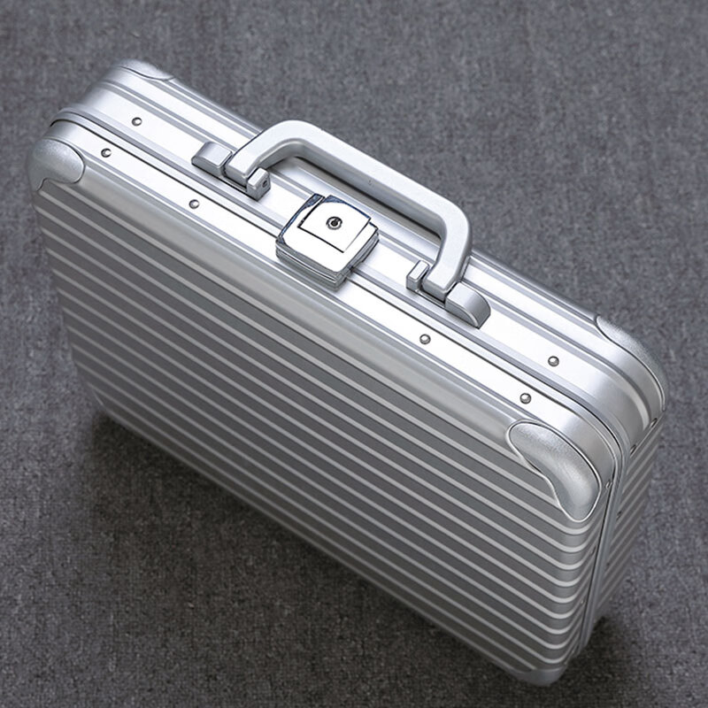 EBEN轻便手提箱铝镁合金公务箱贵重物品仪器保管箱密码锁13吋公文箱 银色 13寸