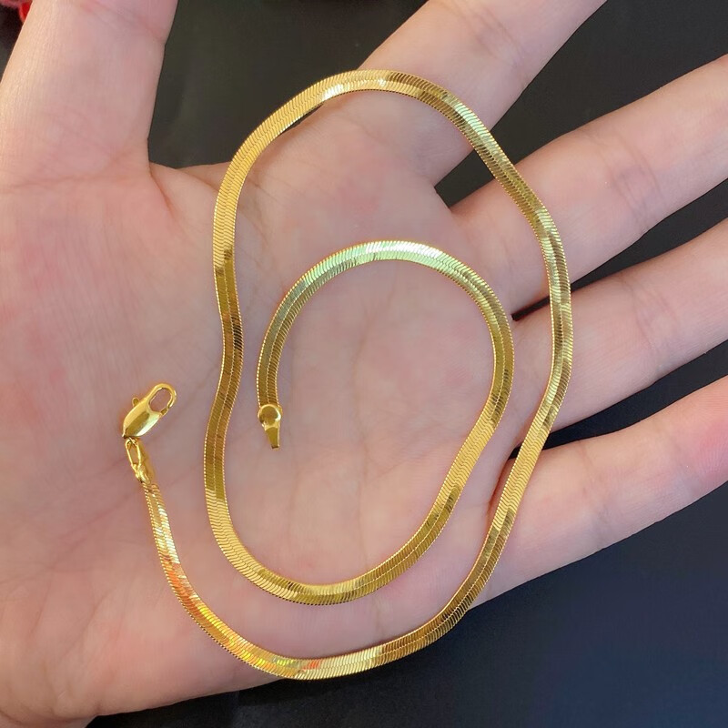 圣璃施华落洛世奇沙金版风刀片鱼骨扁平项链素链锁骨链颈链铜沙金不掉