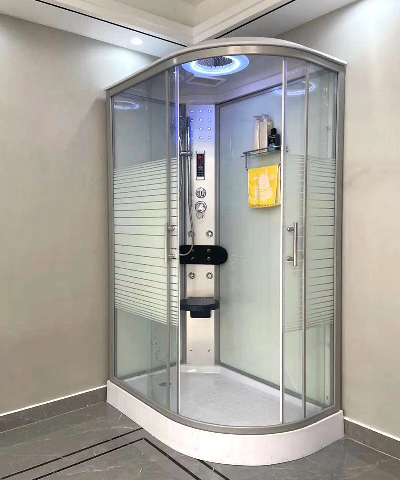 淋浴房整体浴室卫生间一体式干湿隔断玻璃沐浴房弧扇形封闭淋浴室洗澡