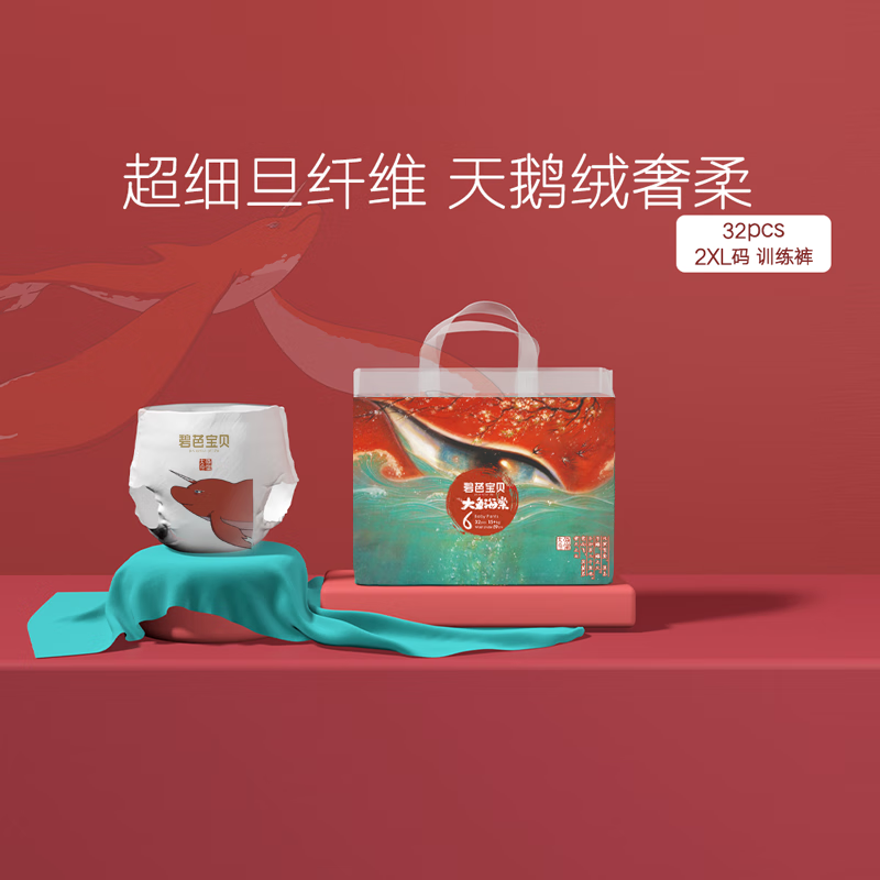 碧芭宝贝拉拉裤大鱼海棠婴儿训练裤夏季超薄柔软恒温尿裤 XXL 拉拉裤 15kg+  28片