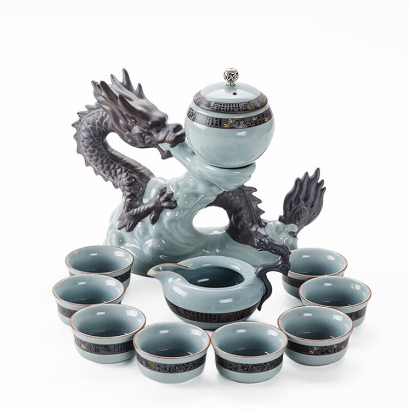 龙帝凤家居大器之才茶道大师艺术高端哥窑半全自动茶具套装汝窑懒人