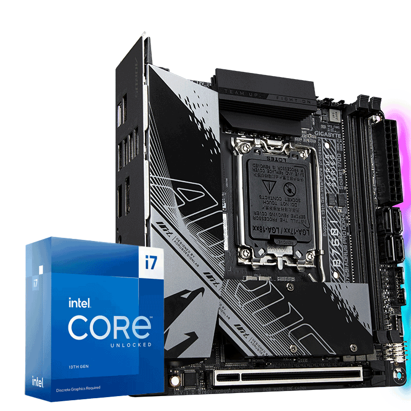 技嘉（GIGABYTE）主板CPU 套装 B760I AORUS PRO DDR4+i7-13700KF 处理器 板U套装