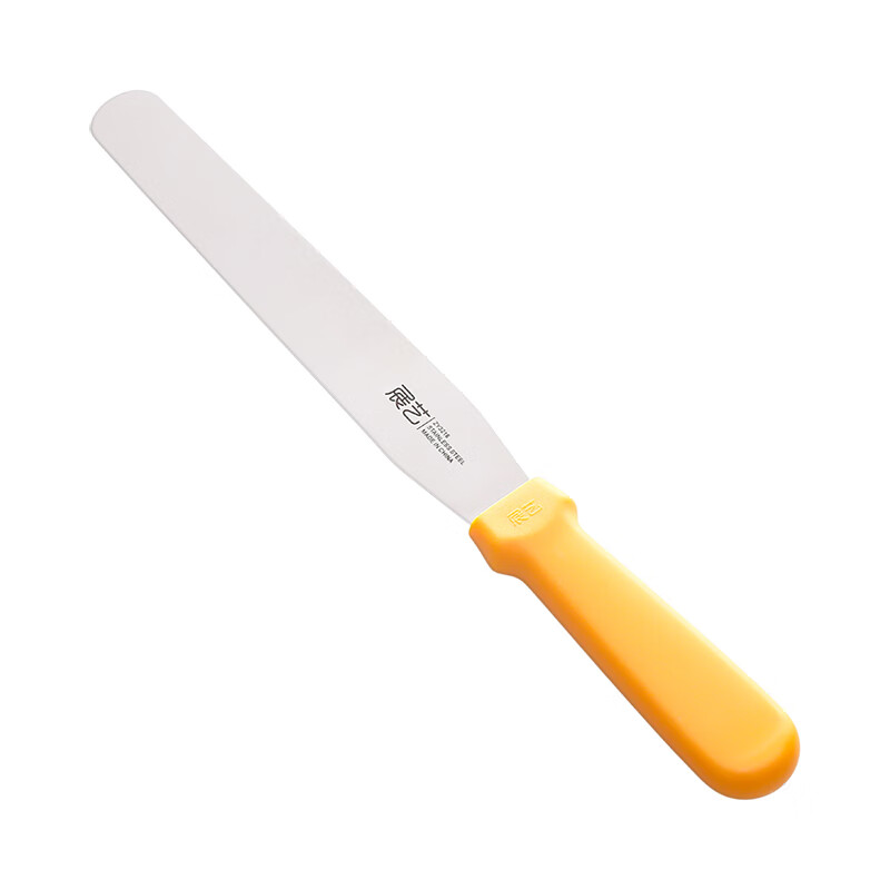展艺 烘焙工具 不锈钢奶油抹刀 蛋糕裱花刮刀脱模刀搅拌棒 黄色8寸