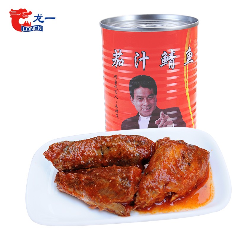 龙一 茄汁鲭鱼罐头 方便食品 户外调味零食 方便速食 425g