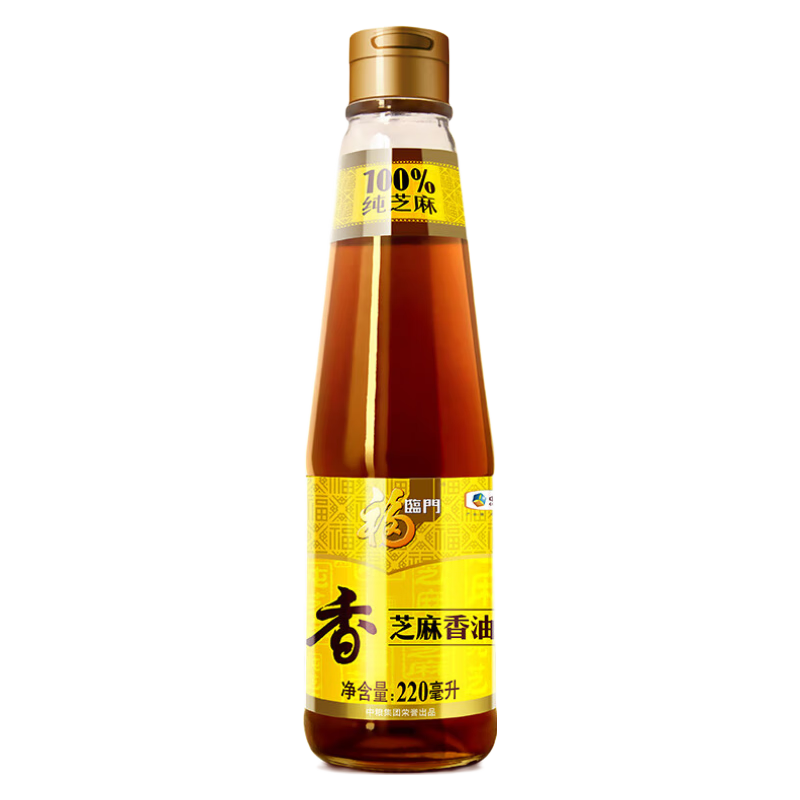 福臨門(mén)香油壓榨純芝麻油小磨香油廚房涼拌菜家用調(diào)料 220ML壓榨香油*1瓶