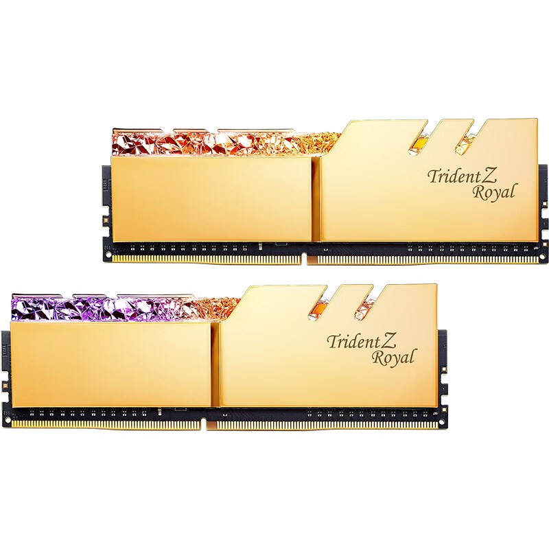 芝奇（G.SKILL）16GB(8Gx2)套装 DDR4 3600频率 台式机内存条-皇家戟RGB灯条(光耀金)