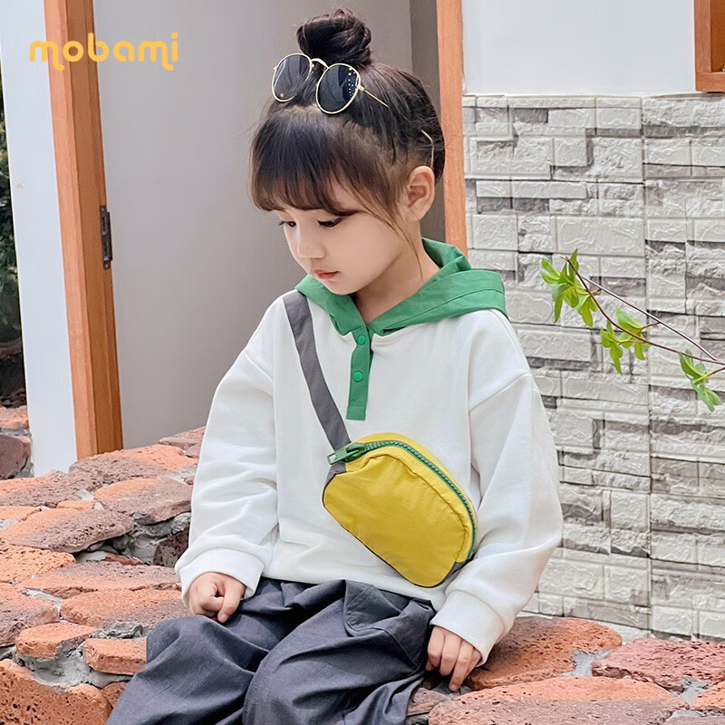 摩芭米mobami春秋婴儿衣服儿童连帽卫衣儿童宝宝毛圈带帽卫衣  绿色 130