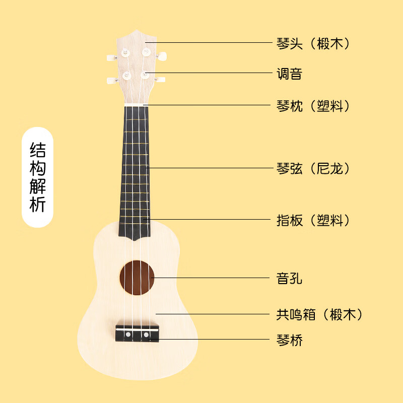 艺器尤克里里手绘自制乐器手工小吉他材料儿童初学入门涂鸦拼装彩绘