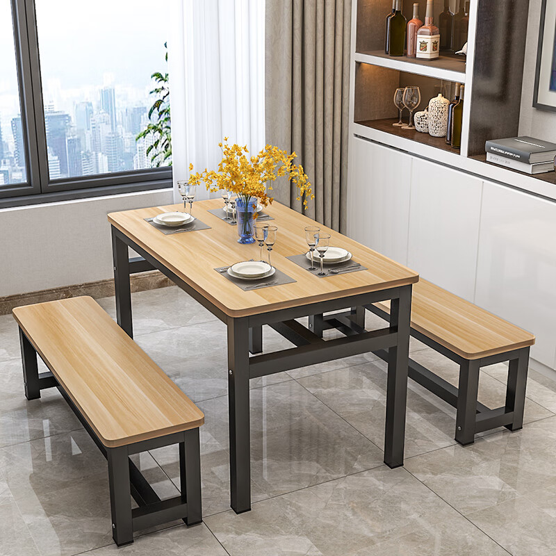 埃尔岚简约现代餐桌椅组合商用饭店餐厅长方形小吃店食堂面馆快餐桌定