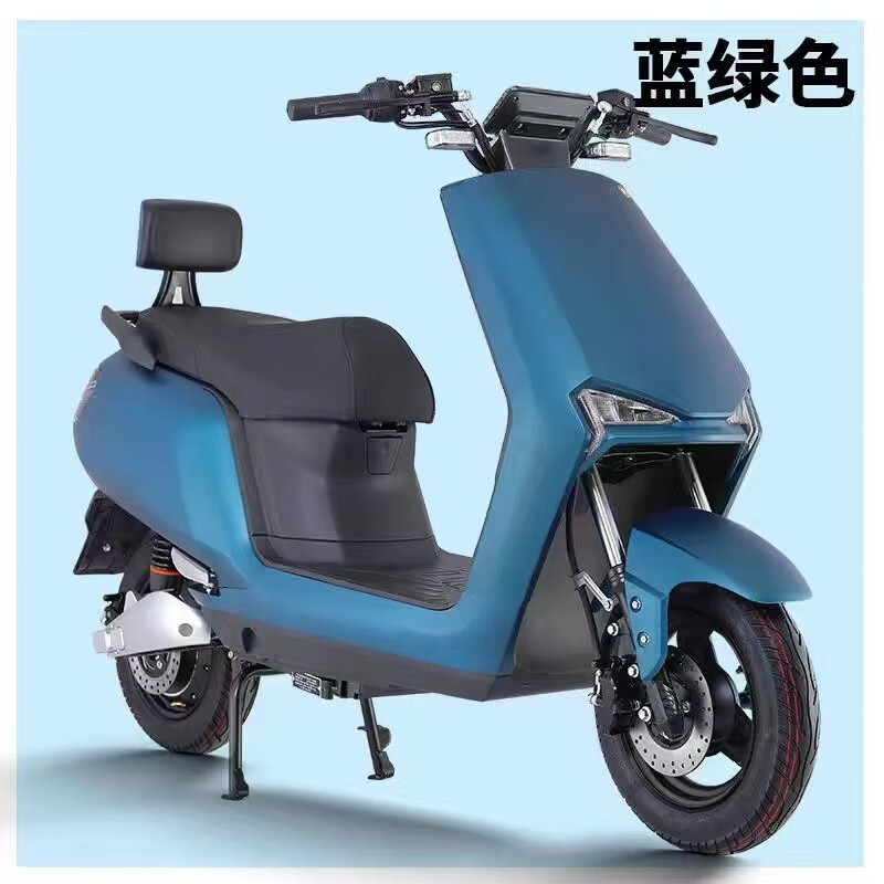 车型电瓶车72v成人男女士上班代步锂电动摩托踏板长跑 蓝绿色-高配