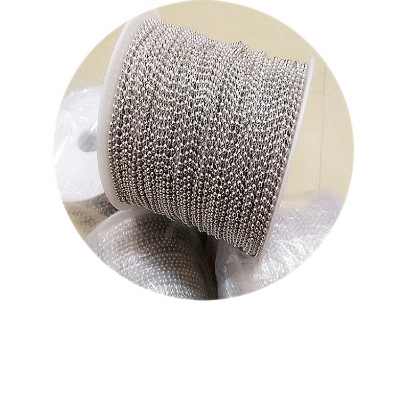 京信達(dá) 1.2-10mm銅鐵不銹鋼吊牌鏈 防盜鏈飾品鏈條 波珠鏈 圓珠鏈 掛牌 2.4mm銀色100米輪軸精裝