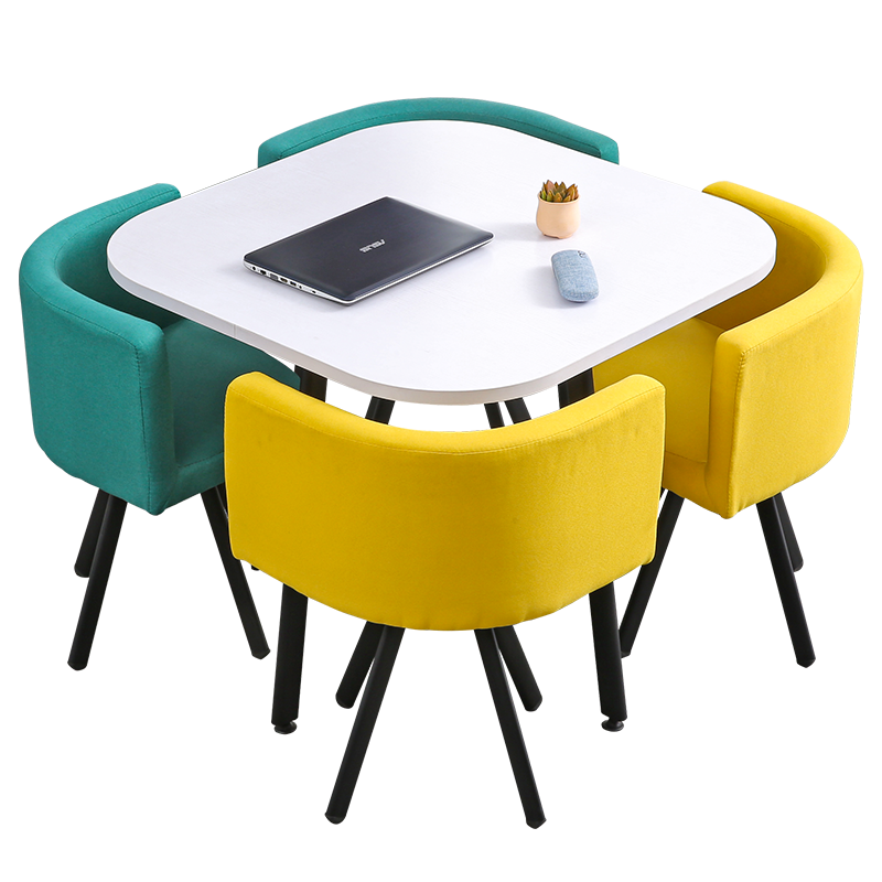 黎明 洽谈接待桌椅组合会客休闲谈判小圆桌餐桌椅子一桌四椅