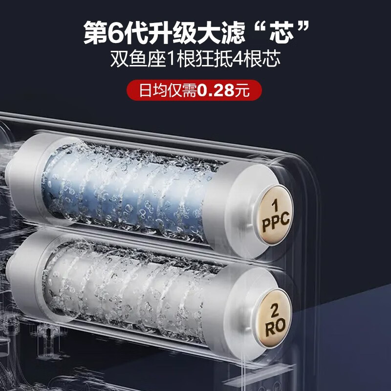 海尔（Haier） 【新品双鱼座】净水器家用净水机6重过滤双出水 RO反渗透600G越级800G纯水 【净饮两件套】双鱼座+2105B管线机