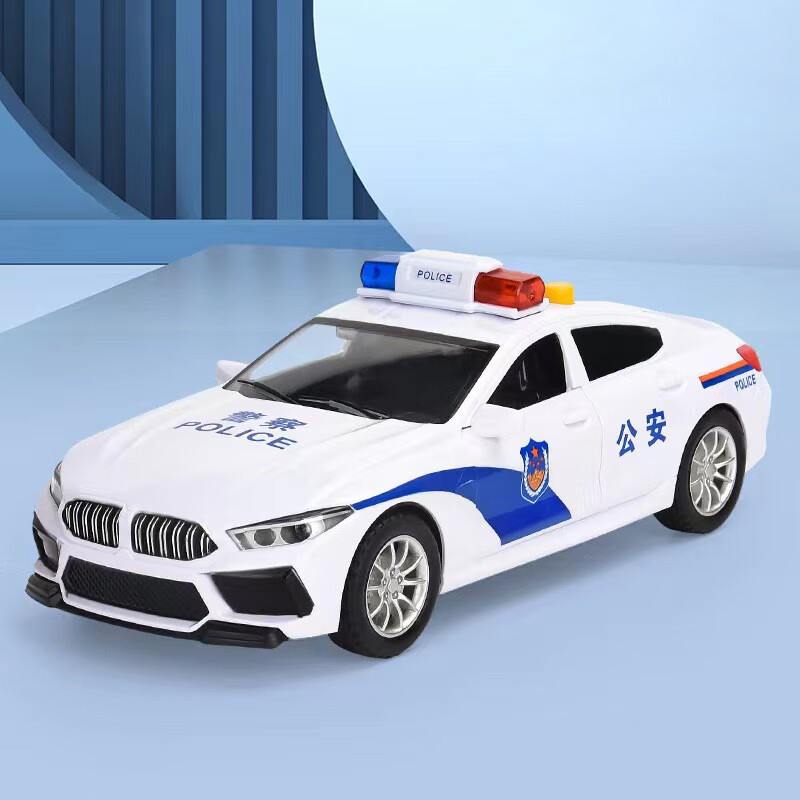 贝贝鸭警车110玩具车男孩警察系列玩具枪声光大号警车惯性车模 多功能