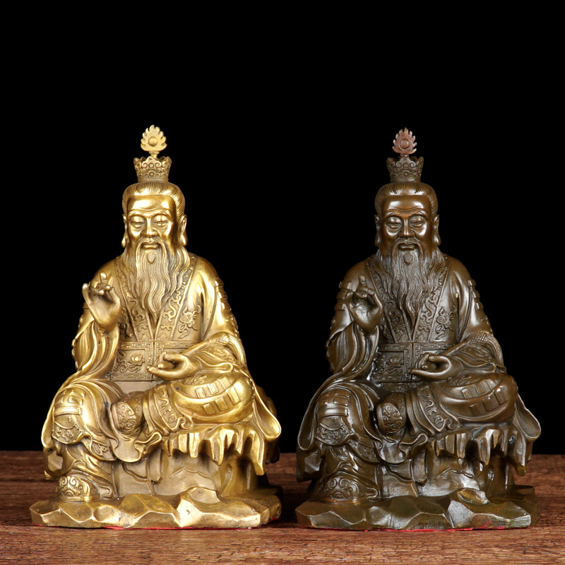 聚玄轩 精品纯铜太上老君道德天尊神像道教神像家居饰品铜器精品摆件