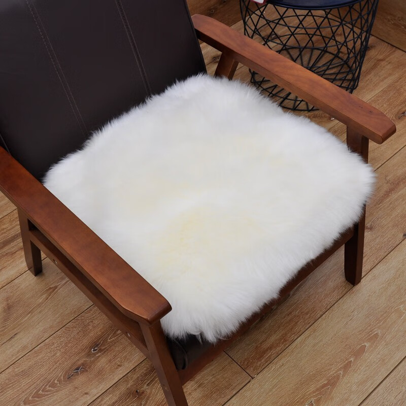 裘朴（QIU PU） 裘朴 纯羊毛冬季椅垫坐垫 简约现代实木沙发垫学生办公室椅子垫 Qiupu 象牙白色 Qiupu 50*50cm