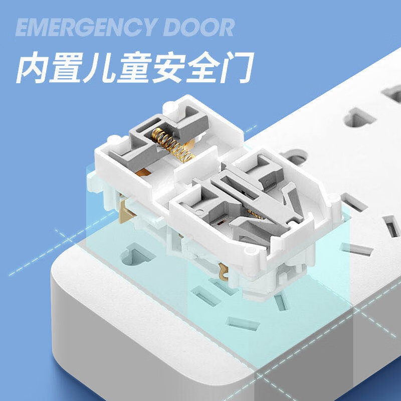 霸牛新国标插排usb插座多功能长线排插3米5米接线板多孔插板带开关插线板家用拖线板 蓝光开关 三插位+3USB【1.8米】