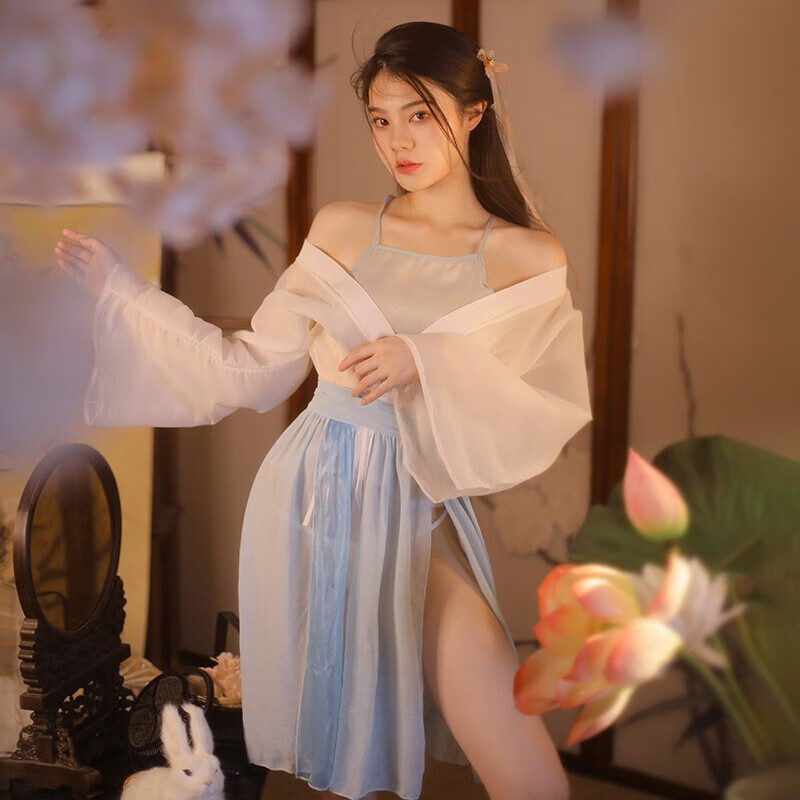 霏慕情趣内衣女古风小家碧玉套装性感肚兜提花缎纱幔汉服诱惑透明绑带