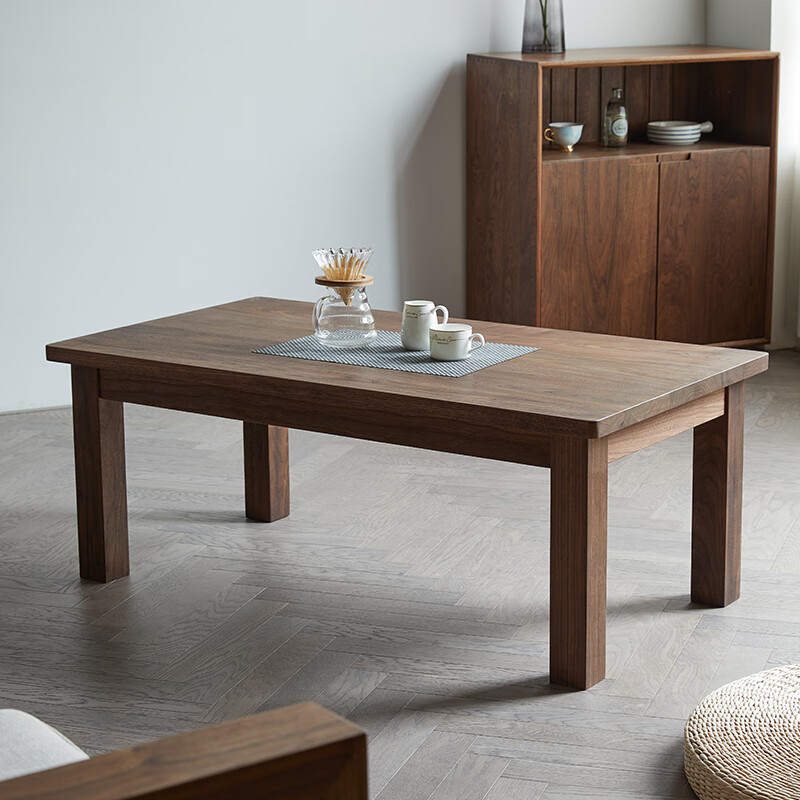 守力北美黑胡桃木茶几日式矮桌子简约全实木禅意茶桌原木长方形小桌子