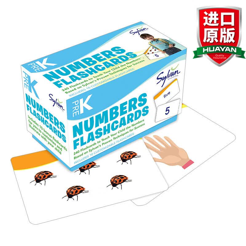 Pre-K Numbers and Shapes Flashcards 英文原版绘本 美国学前儿童数字启蒙卡片240张 认识数字形状图形大小 英文版 进口英语原版书籍